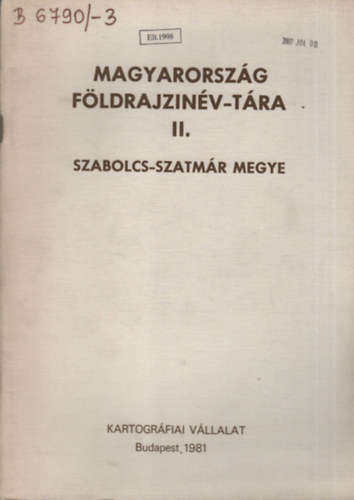 Magyarorszg fldrajzinv-tra II.- Szabolcs-Szatmr megye