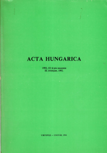 Acta Hungarica 1992. III. vfolyam