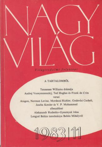 nagyvilg 1983/11 Vilgirodalmi folyirat