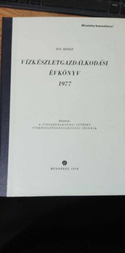 Vzkszletgazdlkodsi vknyv 1977 (XVI. ktet)