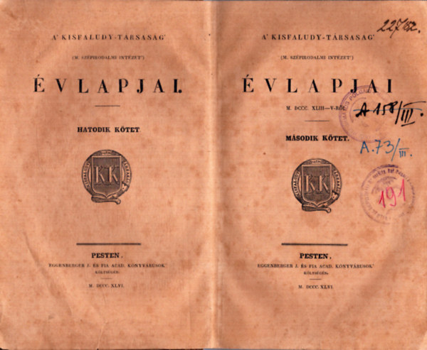 Tbb szerz - A Kisfaludy-Trsasg vlapjai 1843-45-rl II. ktet (1846)