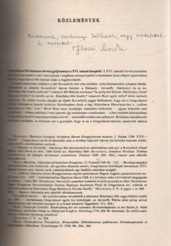 J�nosi M�nika - Gregori�nczi P�l k�ziratos t�rv�nygy�jtem�nye a XVI. sz�zad k�zep�t�l - K�l�nlenyomat - Dedik�lt