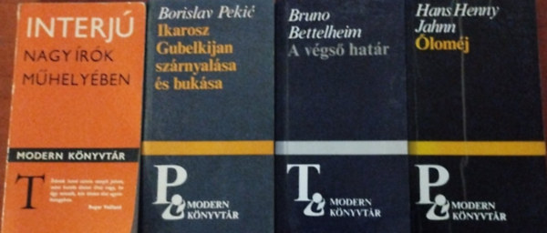 Jahnn, Hans, Henny, Pekic, Borislav Bruno Bettelheim - 4db Modern Könyvtár :Interjú - Nagy írók műhelyében,ólomhéj,A végső határ,Ikarosz Gubelkijan szárnyalása és bukása - Védőbeszéd és utolsó napok