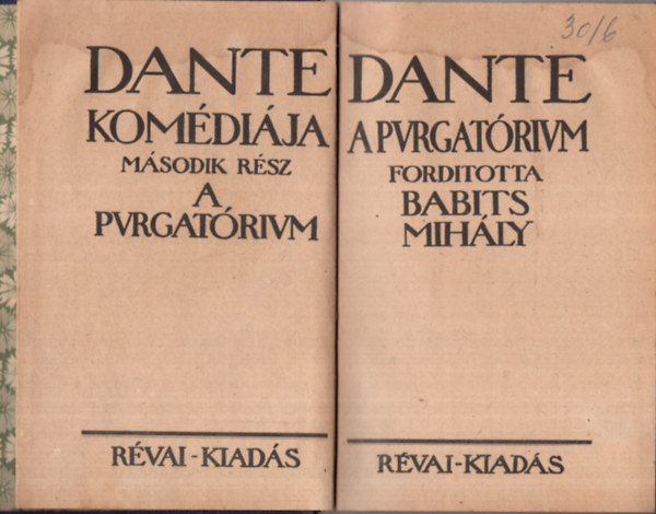 Babits Mihly  (ford.) - Dante Komdija - A Purgatrium