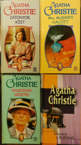 4db Agatha Christie reg�ny : Z�tonyok k�zt, Mrs. McGinty halott, Gloriett a hull�nak, Gyilkoss�g m�retre