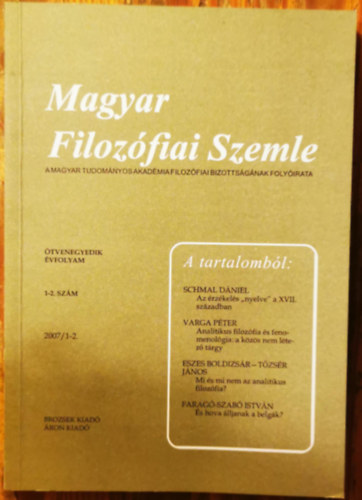Magyar Filoz�fiai Szemle 2007/1-2