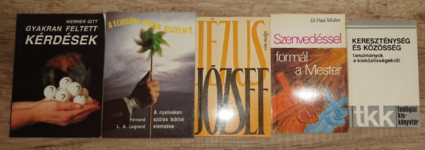 Dr. Wim Malgo, Werner Gitt, Fernand L. A. Legrand Paul Müller - 5 könyv a keresztény vallásról: Kereszténység és közösség (tanulmányok kisközösségekről), Szenvedéssel formál a Mester, József - Izráel utolsó fia, Gyakran feltett kérdések, A levegőbe fogtok beszélni? - A nyelveken szólás b