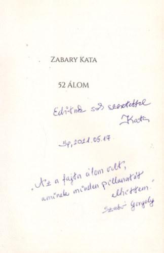 Zabary Kata - 52 lom - Dediklt