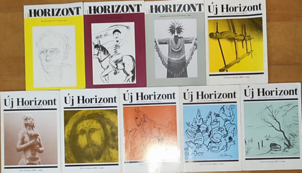 9db m� az �j horizont foly�iratb�l - 1998. m�jus-j�nius, XXVI. �vfolyam, 3. sz�m, 1998. XXVI. �vfolyam, k�l�nsz�m, 1999. janu�r-febru�r-m�rcius, XXVII. �vfolyam, 1. sz�m, 2000. 5. sz�m, XXX. �vfolyam, 2002. 1., 2., 5., 6., XXXI. �