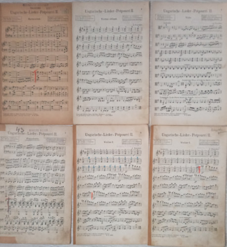 6 kotta: Ungarische - Lieber - Potpourri II. (Magyar dalok - heged, zongora, brcsa, harmnium)