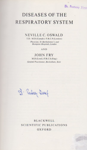 Neville C. Oswald, John Fry - Diseases of the Respiratory System