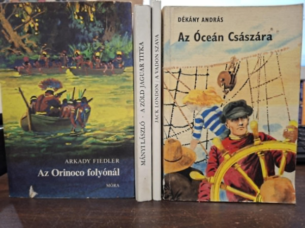 Arkady Fiedler, Mányi László, Jack London, Dékány András - 4 db ifjúsági regény, KÖNYVMENTŐ AJÁNLAT: Az Orinoco folyónál, A zöld Jaguár titka, A vadon szava, Az Óceán Császára