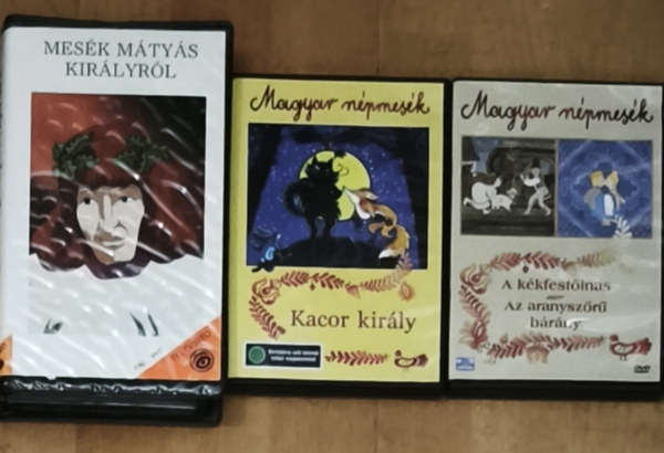 2db Magyar npmes�k DVD + aj�nd�k VHS kazetta - Magyar n�pmes�k-A k�kfest�inas, Az aranysz�r� b�r�ny, Magyar n�pmes�k-Kacor kir�ly + Mes�k M�ty�s kir�lyr�l