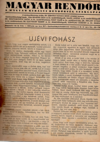 Nagy Valr, Dr. Hajs Lszl  Vitz Benedek Gza (szerk.) - Magyar Rendr 1937. v. IV. vfolyam ( teljes vfolyam  24. szm )  -A Magyar Kirlyi Rendrsg Szaklapja