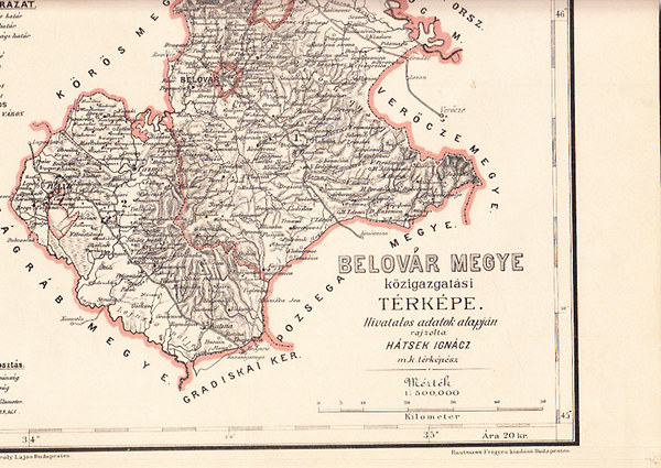 Hátsek Ignácz - Belovár megye közigazgatási térképe