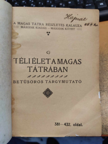 Tli let a Magas Ttrban (A Magas Ttra Rszletes Kalauza II.)