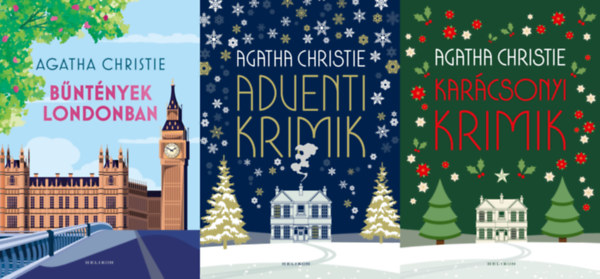 Agatha Christie - 3 db Agatha Christie krimi: B�nt�nyek Londonban + Adventi krimik + Kar�csonyi krimik