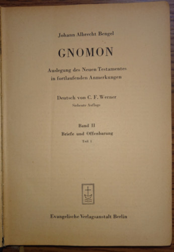 Johann Albrecht Bengel - Gnomon II.