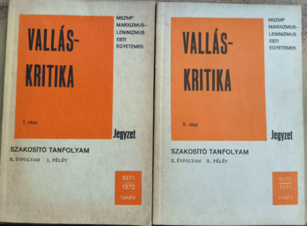 Vallskritika - Jegyzet / Szakost tanfolyam, II. vfolyam, 1-2. flv