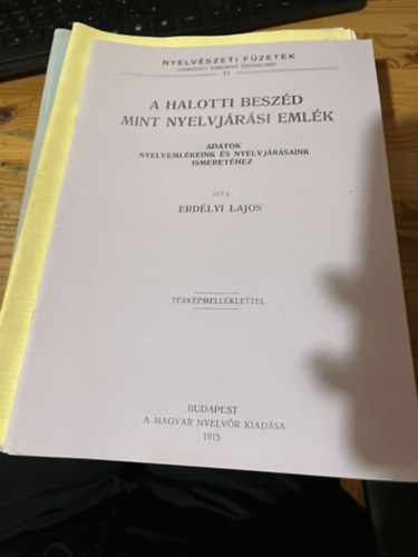 Erd�lyi Lajos - A halotti besz�d mint nyelvj�r�si eml�k