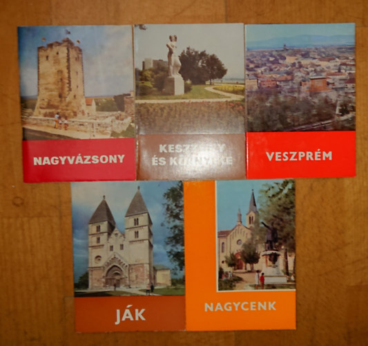 5 idegenforgalmi füzet a Dunántúl településeiről: Nagyvázsony, Keszthely és környéke, Veszprém, Ják, Nagycenk