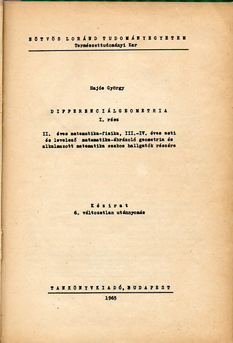 Hajs Gyrgy - Differencilgeometria I.rsz