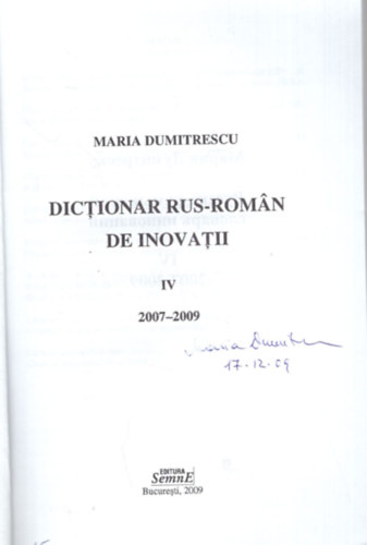 Maria Dumitrescu - Dictionar Rus-Rom�n de inovatii IV. 2007-2009- Dedik�lt