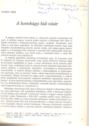 Dank Imre - A hortobgyi hdi vsr - Tanulmnyok a Hortobgy nprajzhoz - dediklt - Klnlenyomat