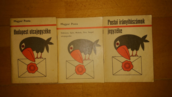 A Magyar Posta 3 kiadv�nya: Budapest utcajegyz�ke + Debrecen, Gy�r, Miskolc, P�cs, Szeged utcajegyz�ke + Postai ir�ny�t�sz�mok jegyz�ke