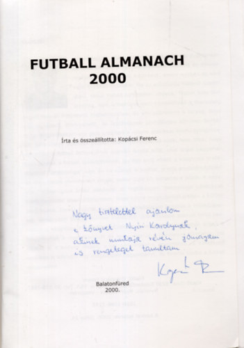 Kopcsi Ferenc - Futball almanach 2000