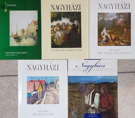 5db Nagyhzi Galria s Aukcishz aukci ktet - 62. festmnyrverezs-2000. december 14.; 120. aukci-2005. november 8.; 150. aukci-2008. december 9-10.; 170. aukci-2011. prilis 12.; 207. aukci-2015. mjus 27. s 28.