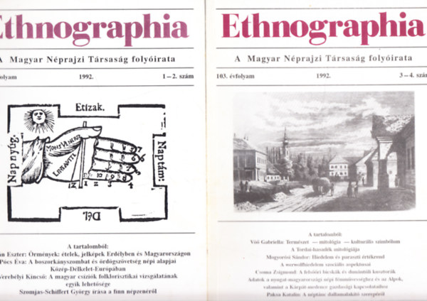 Lukcs Lszl  (Szerk.) - Ethnographia - a Magyar Nprajzi Trsasg folyirata 1992 (103. vfolyam 1-4. szm)