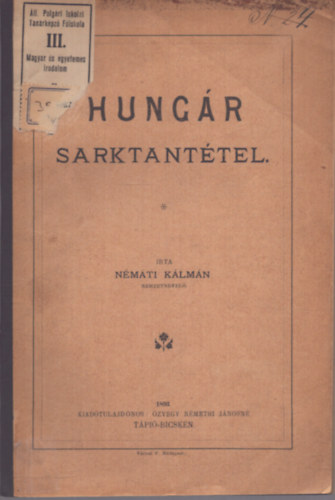 N�mati K�lm�n - Hung�r Sarktant�tel (1893)