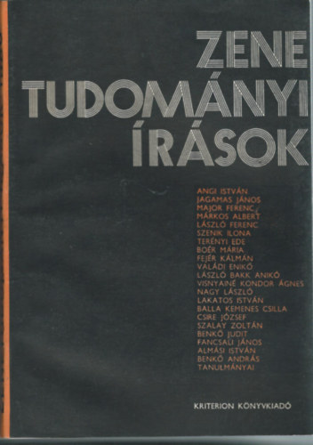 Benk Andrs  (szerk.) - Zenetudomnyi rsok 1986