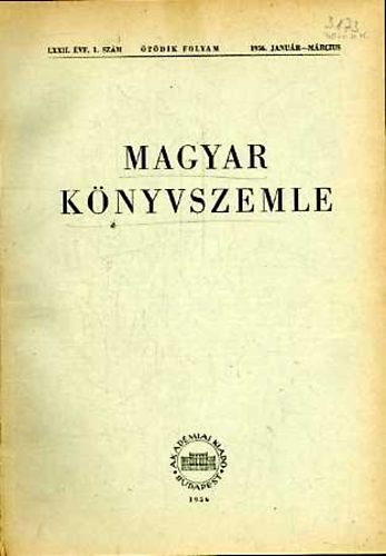 K�halmi B�la  (szerk.) - Magyar K�nyvszemle 76. �vf. 2. sz�m
