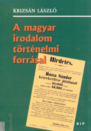 Krizsn Lszl - A magyar irodalom trtnelmi forrsai