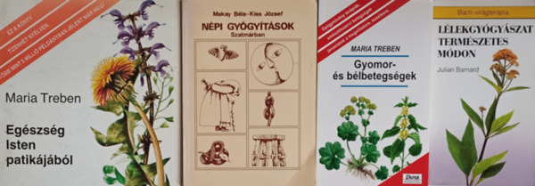 Makay Bla Kiss Jzsef, Julian Barnard Maria Treben - Termszetgygysz knyvcsomag: Egszsg Isten patikjbl + Gyomor- s blbetegsgek +  Npi gygytsok Szatmrban + Llekgygyszat termszetes mdon - Bach-virgterpia  (4 m)