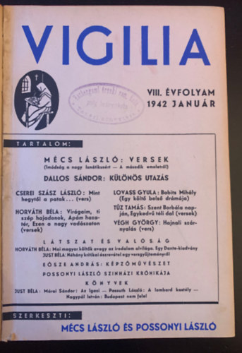 Possonyi L�szl�  (szerk.) M�cs L�szl� (szerk.) - Vigilia VIII. �vfolym 1942 janu�r-december - Teljes