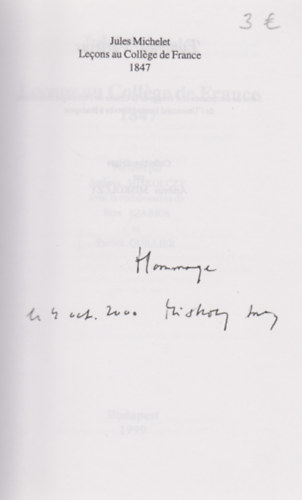 Jules Michelet - Lecons au College de France 1847 (Dedik�lt)