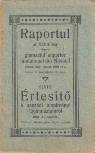 XLVIII. rtest a naszdi alaptvnyi fgimnziumrl 1910-11. tanvre