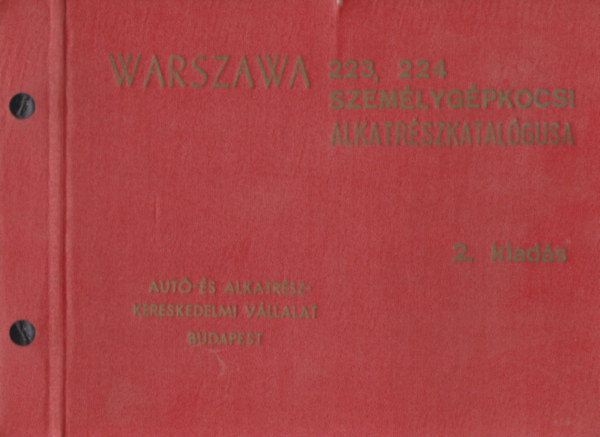Warszawa 223, 224 szemlygpkocsi alkatrszkatalgusa