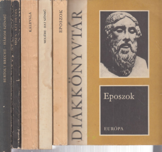 Moli�re, Vik�r B�la  (ford.), Henrik Ibsen, Bertold Brecht P�lmai K�lm�n (szerk.) - 5 db. Di�kk�nyvt�r (Eposzok + Hat sz�nm� + Kalevala + A vadkacsa - Solness �p�t�mester + H�rom sz�nm�)
