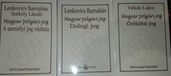 Lenkovics Barnabs, Szkely Lszl Vks Lajos - 3db jogtudomnyi knyv - Vks Lajos-Magyar polgri jog-rklsi jog; Lenkovics Barnabs-Magyar polgri jog-Dologi jog; Lenkovics Barnabs, Szkely Lszl-Magyar polgri jog-A szemlyi jog vzlata