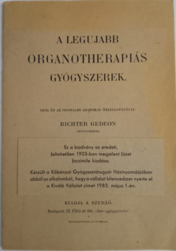 Richter Gedeon gy�gyszer�sz - A leg�jabb organotherapi�s gy�gyszerek