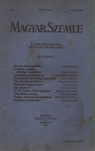 Magyar Szemle 1935. v XXIV. ktet 4.(96.) szm