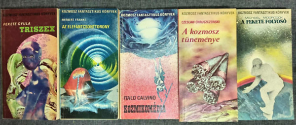 Herbert Franke, Italo Calvino, Czeslaw Chruszczewski, Michael Moorcock Fekete Gyula - (5db) Kozmosz Fantasztikus Könyvek könyvcsomag: Triszex / Az elefántcsonttorony / Kozmikomédia / A kozmosz tüneménye / A fekete folyosó