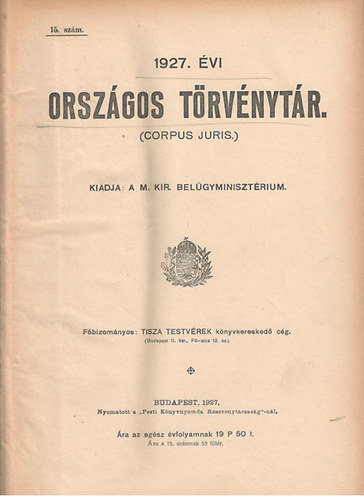 1927. vi orszgos trvnytr (Corpus Juris)
