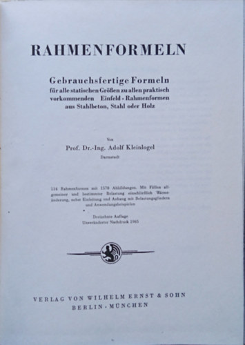Adolf Kleinlogel - Rahmenformeln