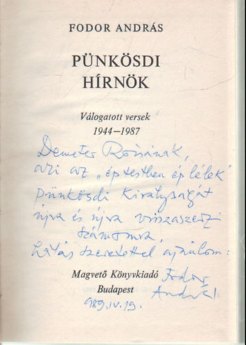 Fodor Andrs - Pnksdi hrnk- vers- dediklt