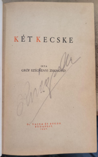 Gr�f Sz�chenyi Zsigmond - K�t kecske (I. kiad�s)